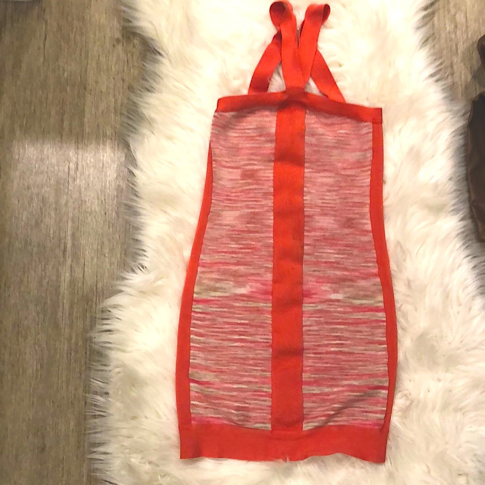Bebe Midi Ribbed Coral Dress.